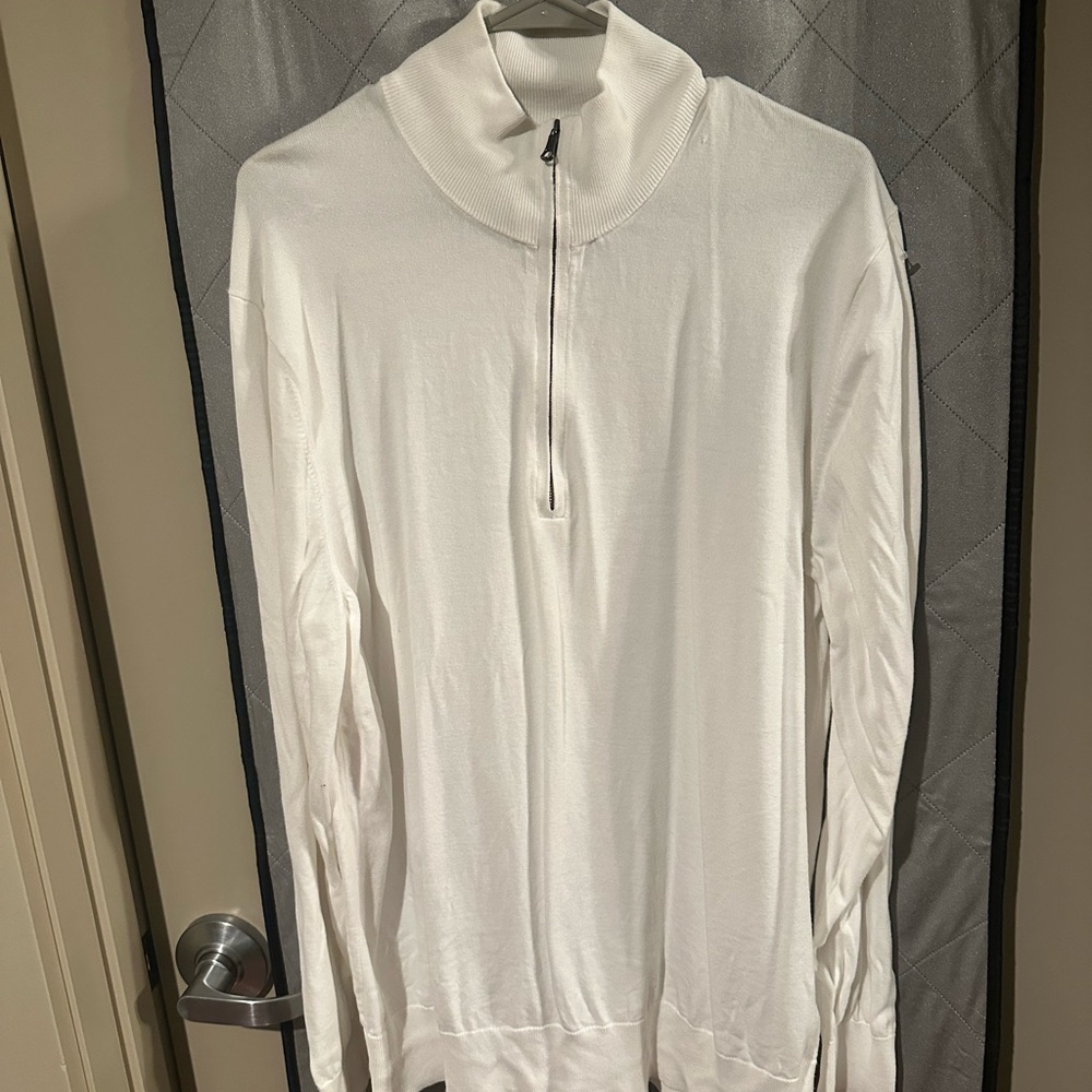 Brooks Brothers Men's White Zip-Up Sweater